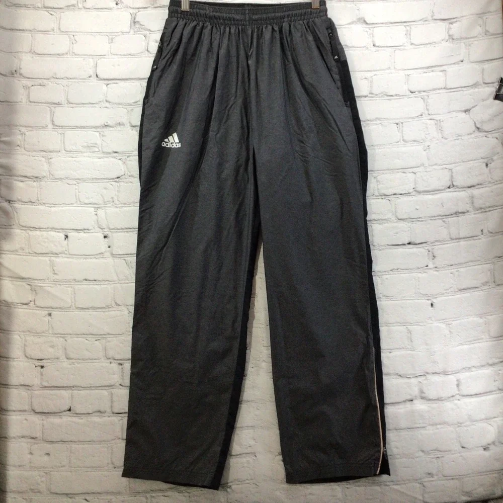 Adidas Athletic Pants Mens Sz M Med Black Zippered‎ Ankles and Pockets